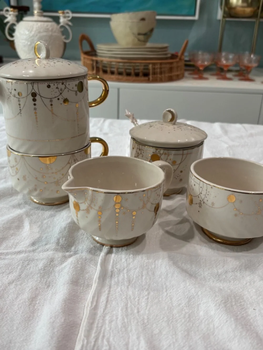 Retired Anthropologie Celine Tea Collection | Tea for Two + Creamer & Sugar